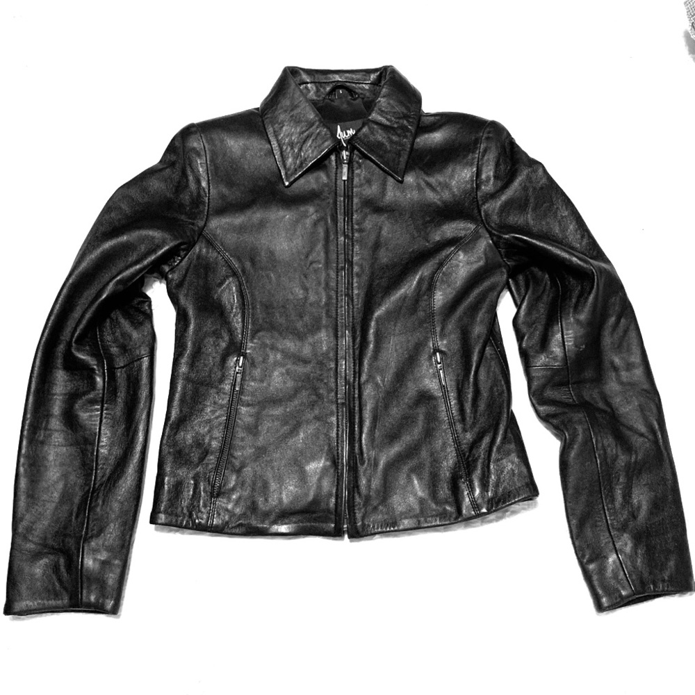 Black Anjum Collection Faux Leather Jacket (bin1)